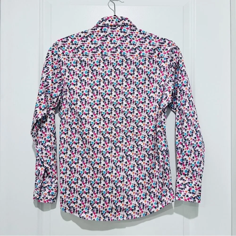Robert Graham Boy’s Long Sleeve Button Up Shirt Skull Print Sz. Medium (10-12)